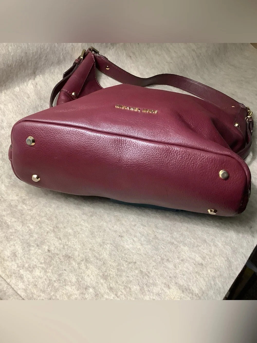 MICHAEL Michael Kors extra lovely burgundy pebbled leather hobo sling bag